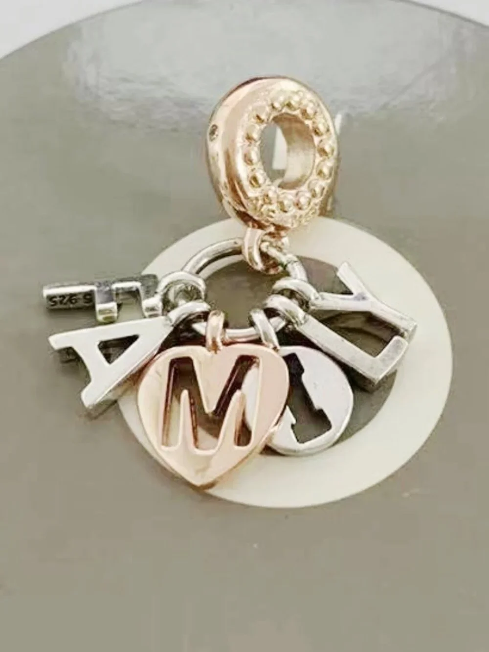 Pandora Family Letters Dangle Charm Rose Gold-Plated